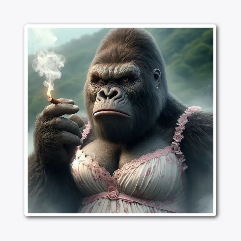 Smoking Gorilla Wearing A Dress